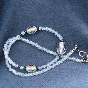 VTG Fire Opal/Moon Glow Bead Foil Glass Venetian